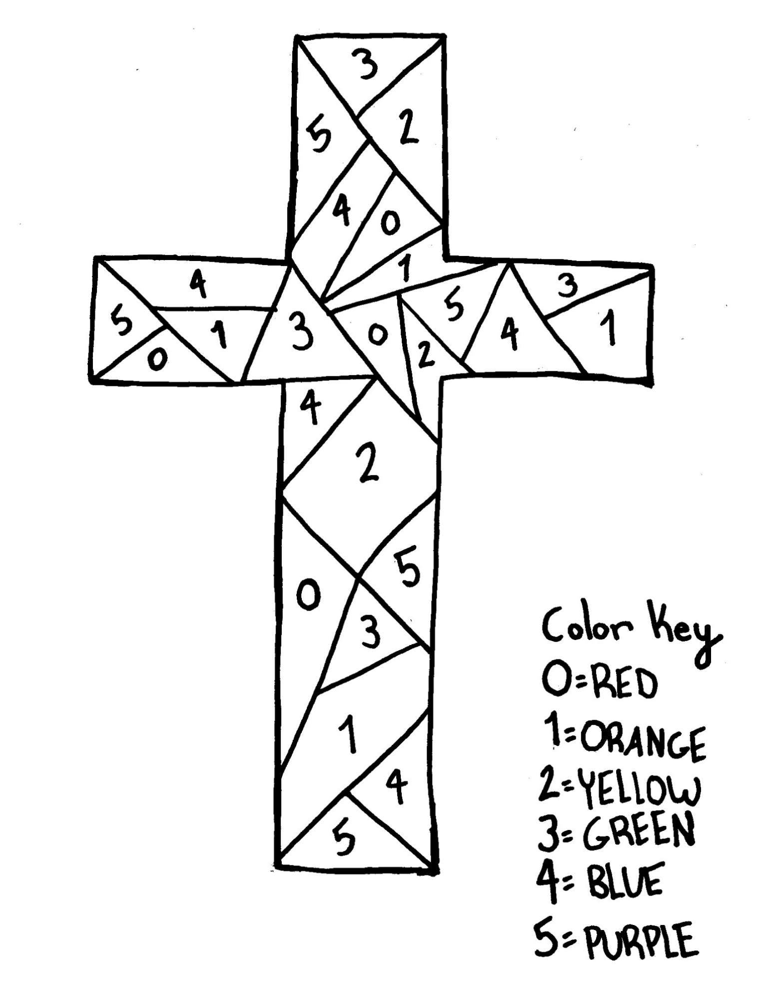 A colour by number cross.